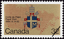 Timbre de 1984 - Visite du Pape, 1984 IX 9-20 - Timbre du Canada